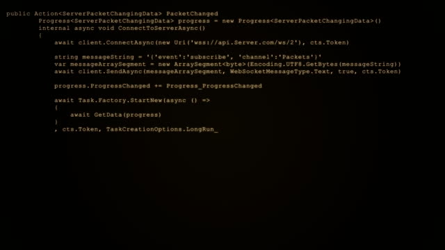 3D-Hacking-Code-Datenflussstrom-auf-Sepia.-Bildschirm-mit-Eingabe-von-Codierungssymbolen