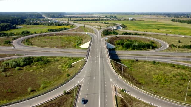 Large-car-interchange,-aerial-shot.-Route-Kiev-Zhytomyr