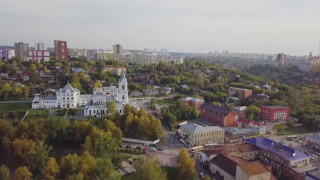 View-from-the-drone-of-the-Church.-Clip.-Top-view-of-the-temple-in-the-city.-The-big-Church-in-the-city-centre