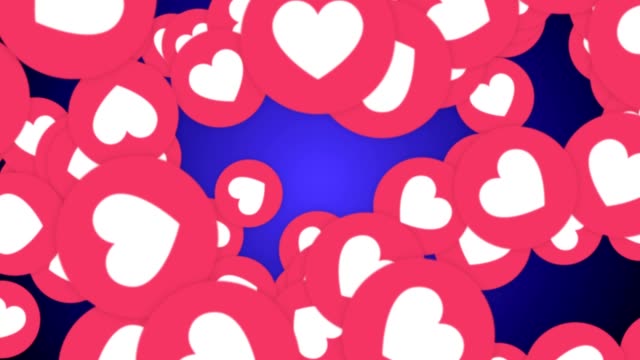 Falling-Hearts-Emoji-Signs-Animation,-Social-Network,-Rendering,-Background,-with-Alpha-Channel,-Loop