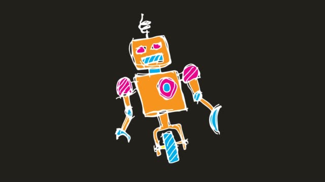 Kids-drawing-black-Background-with-theme-of-robot