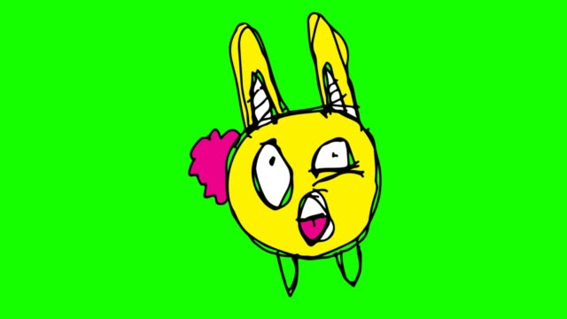 Niños-dibujo-de-fondo-verde-con-el-tema-del-conejo