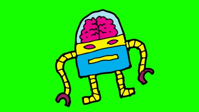 Kids-drawing-green-Background-with-theme-of-smart-robot