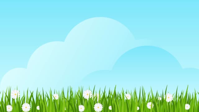 Easter-eggs-on-green-grass-with-daisies.