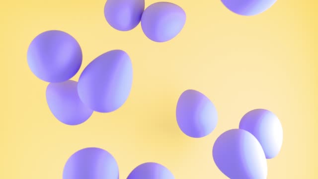 3D-computer-render-animation-of-easter-pastel-eggsfalling-on-color-surface.-Set-of-different-color-4k-footage.