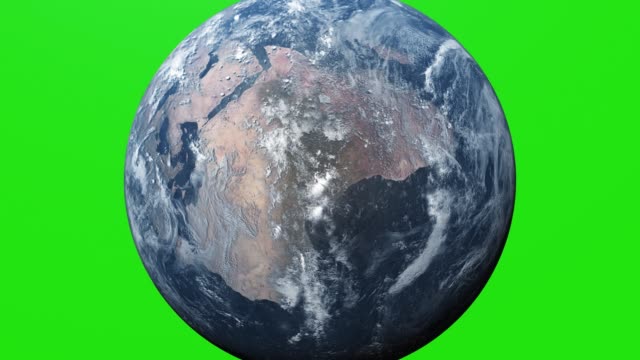 Ultra-Realistic-Earth-in-Space-rotating-on-green-screen---4K