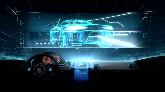 Dentro-de-los-futuros-coches-híbridos,-Automobile-Technology.-coche-en-funcionamiento-con-línea.-Vista-de-rayos-X.