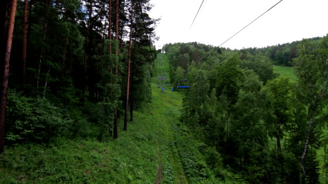 Cableway-Chairlift-in-the-summer,-Russia