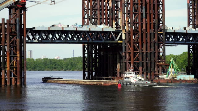 Barge-Floats-Near-the-Bridge-Construction