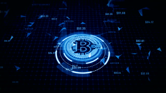 Technologie-Netzwerk-weltweite-Verbindungen.-Bitcoin-Kryptowährung-im-digitalen-cyberspace