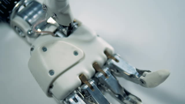 Bionic-human-like-hand-is-lying-on-the-table