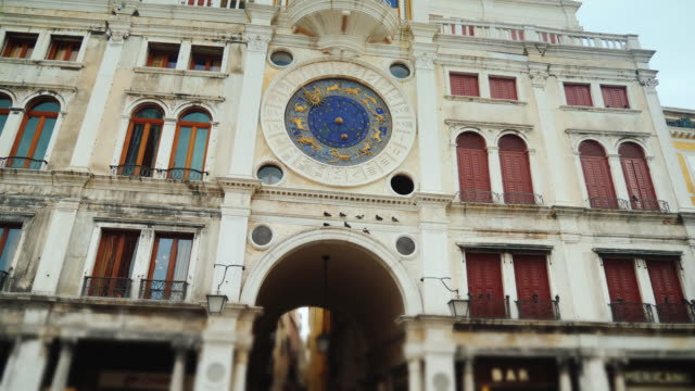 Unique-clock-of-the-Middle-Ages-on-the-clock-tower-of-Saint-Mark-in-Venice
