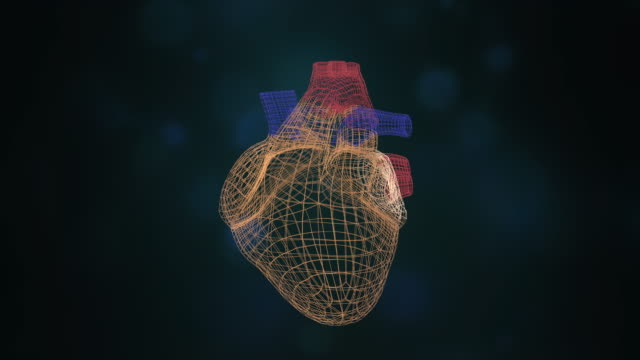 Digitale-Herz-Symbol-im-Lettice-Stil-schweben-über-digitalen-Hintergrund.