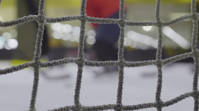 Blick-auf-Hockey-Match-thront-Goal-Net