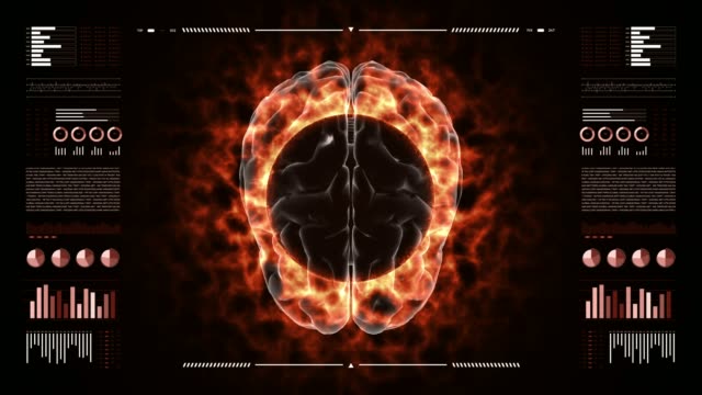 Digitale-HUD-Anzeige-untersucht-ein-brennendes-3D-Gehirn.