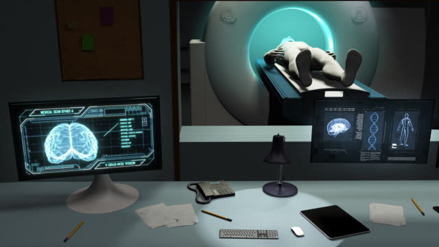 Tomografía-computarizada.-Representación-3D-de-la-clínica-con-tomografía-computarizada.-El-paso-de-la-cámara,-prepara-al-paciente-para-el-estudio-de-los-órganos.-Compruebe-si-hay-coronovirus