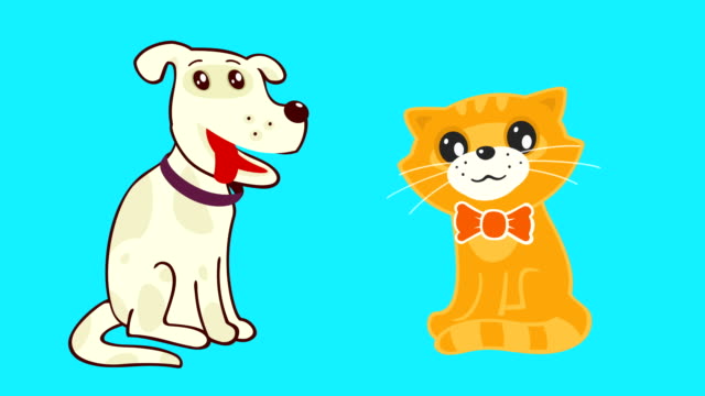 Schleife-animierte-Katze-und-Hund