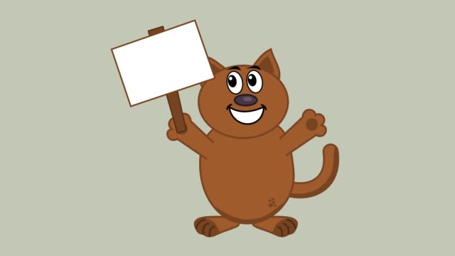 smiling-cat-with-a-poster---animation