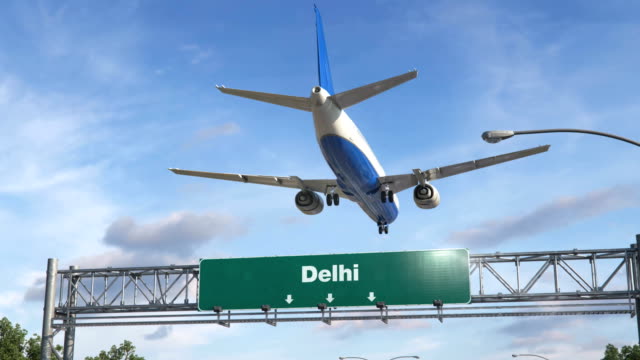 Flugzeug-Landung-Delhi