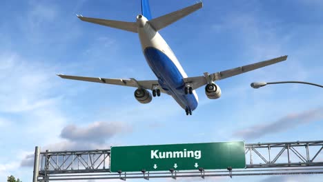 Flugzeug-Landung-Kunming