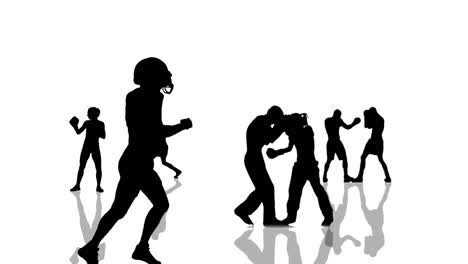 Sport-people-silhouettes-moving-towards-the-camera.-Seamlessly-loopable-animation