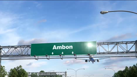 Flugzeug-Landung-Ambon