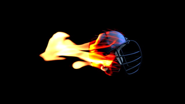 Football-Helm-auf-Feuer,-loop