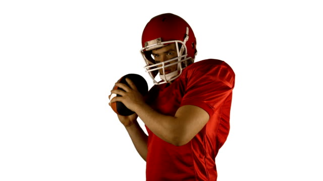 American-football-Spieler-auf-weißem-Hintergrund