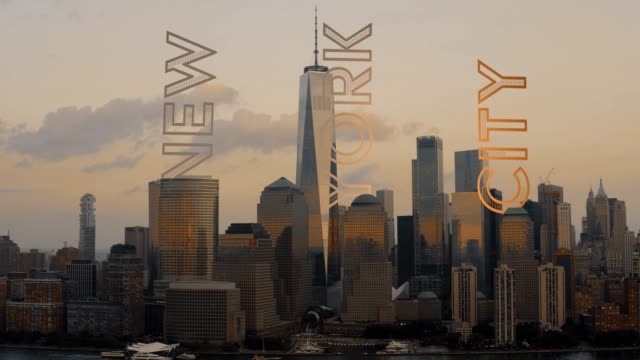 Ciudad-de-Nueva-York-texto-gráfico-de-movimiento-conectado-a-edificios-4K