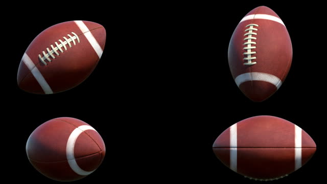 Vier-unterschiedlichen-Drehungen-der-American-Football-Bällen