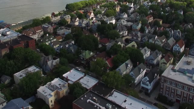 Flying-Over-Jersey-Häuser-anzeigen-Manhattan-Insel
