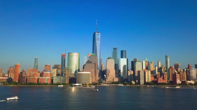 Aerial-cityscape-video-of-New-York-City-and-the-Hudson-River