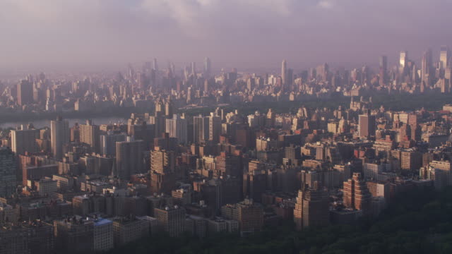 Aerial-view-of-Manhattan-buildings-and-Central-Park-in-beautiful-morning-light.