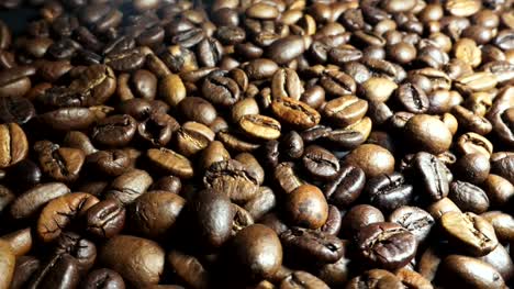 Aroma-of-coffee,-Roasted-Coffee-Bean,-rising-smoke