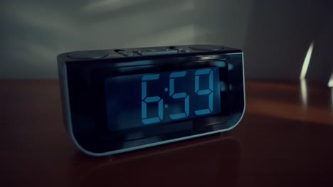 close-up-shot-of-alarm-clock-turns-7-AM
