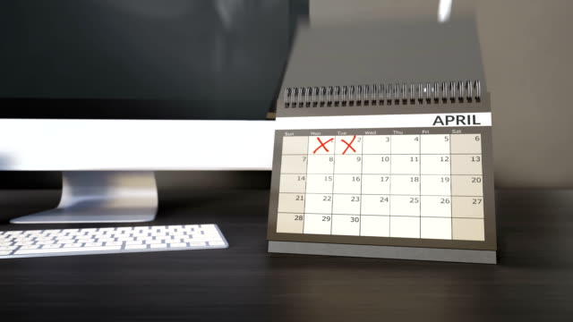 Termine-Abhaken-und-Monate-auf-Jahr-Tischkalender.-Countdown-Tage,-Fliping-Seiten.-Ziele-Ziele-zu-erreichen.