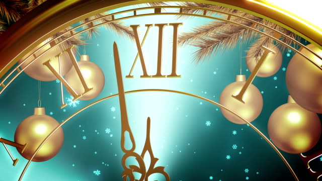 Golden-New-Year-Clock-Countdown-On-Cyan-Background.-4K.-3840x2160.