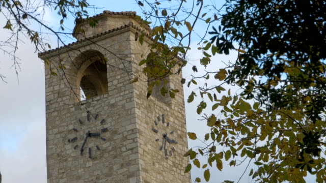 Montenegro,-Bar.-Remains-of-the-Old-Fortress.-Clock-Tower.-Zoom-out