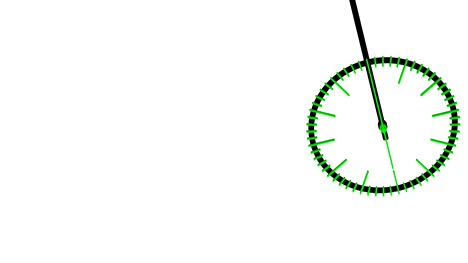 Animation-of-timelapse-of-black-pendulum-with-green-clock-face.
