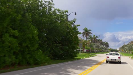 Vereinigte-Staaten-Sommertag-florida,-Miami-Strand-Bucht-Straße-Fahrt-4-K