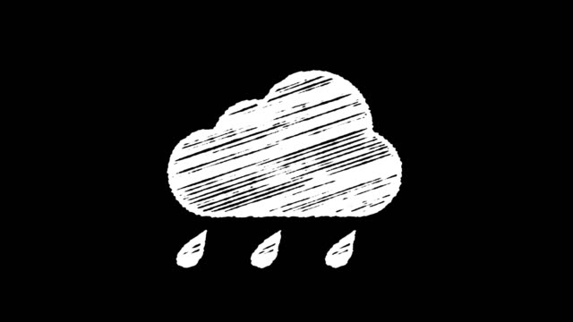 Ob-Regen,-blau-Wolke-Symbol-mit-Tropfen-mit-Kreide-gemalt-isoliert-auf-weißem-Hintergrund,-handgezeichnet-Animation-4-K