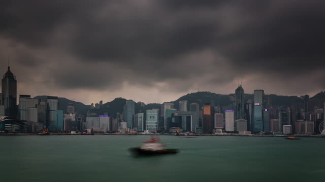 China-Hong-Kong-City-Sturm-Himmel-runden-Panorama-4k-Zeitraffer
