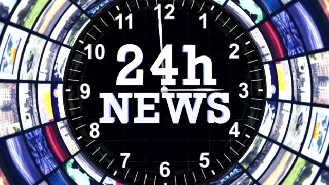 24h-NEWS-Text-Animation-in-Monitors-Tunnel,-Loop