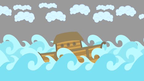 Noahs-Ark-Floating-In-The-Middle-Of-The-Sea-With-Cloudy-Sky