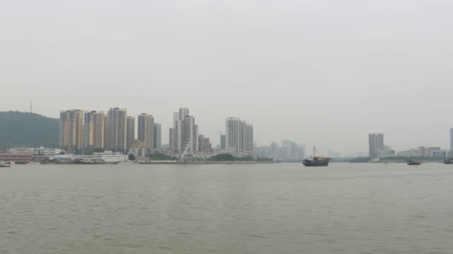 China-Tag-Zeit-Macao-Bucht-Seite-Stadt-Stadtpanorama-4k