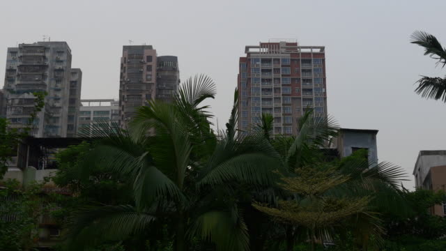 China-Tag-Zeit-Macau-Stadtbild-auf-dem-Dach-wohnen-Block-Panorama-4k