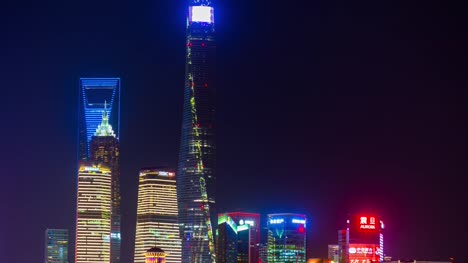 Nachtbeleuchtung-shanghai-Pudong-Bucht-Panorama-4k-Zeitraffer-china