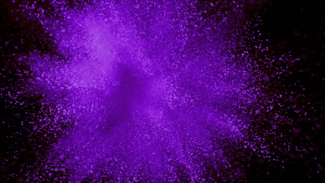 Purple-powder-exploding-on-black-background-in-super-slow-motion