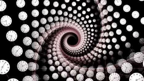 Relojes-espiral-túnel-animación,-concepto-de-tiempo,-Rendering,-Fondo,-con-canal-Alpha,-lazo