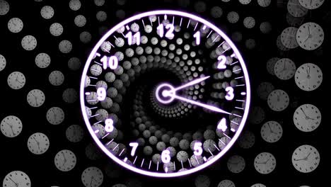 Clock-Background-Tunnel-Animation,-Rendering,-Time-Travel-Concept,-Loop